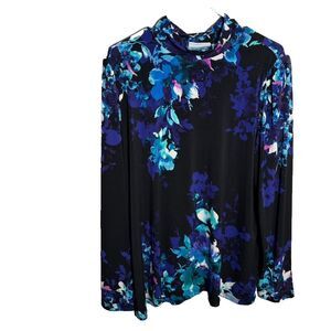 Susan Graver Blouse Women's XL Floral Long Sleeve Career Shirt Top Printed